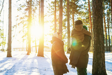 Canvas Print - family walking in the woods