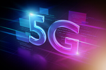 Poster - 5G abstract background illustration - 3d rendering
