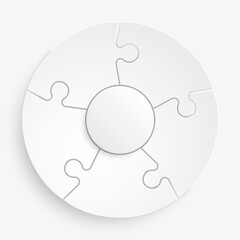 Fototapete - Five sided 3d puzzle presentation infographic template with explanatory text field for business statistics