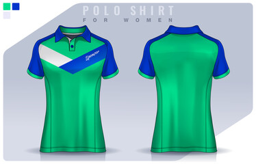 t-shirt sport design for women,  Jersey mockup.  Polo Uniform template.