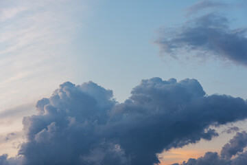 Wall Mural - The view of the sky with different states of nature, at dawn and at dusk with dramatic red clouds, sunshine and beautiful sunsets and sunrises.	