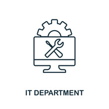 It Department Icon. Line Style Element From Data Organization Collection. Thin It Department Icon For Templates, Infographics And More