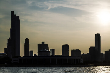 Wall Mural - Beautiful Chicago cityscape at sunrise, backlit