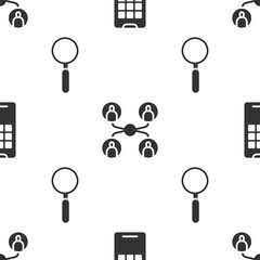 Aufkleber - Set Mobile phone, Online class and Magnifying glass on seamless pattern. Vector.