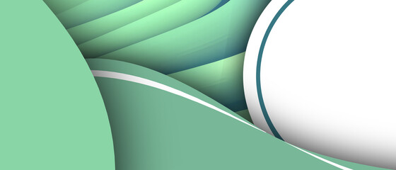 Aufkleber - Abstract banner idea Creative background and  Curves wave Concept Green Origami Paper style with copy space.poster, greeting cards, headers,website - 3d rendering