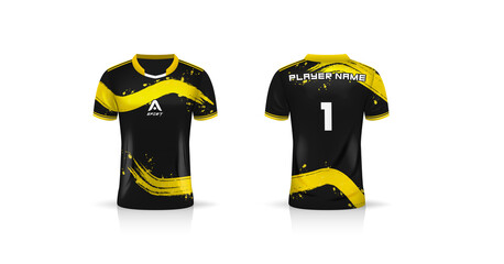 Specification Soccer Sport mockup , Esports Gaming T Shirt Jersey template. mock up uniform . Vector Illustration design