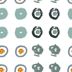 Aufkleber - Painted circles background. Acrylic paint or ink rounded hand painted brush strokes. Vector seamless pattern in pastel colors. Retro scandinavian style colorful abstract decorative ornament