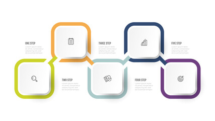 Vector infographics template design vector with marketing icons. Business concept with 5 options or steps.