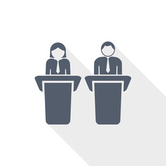 Poster - Debate vector icon, business presentation flat design illustration