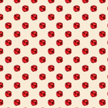 Isolated Red Jingle Bell On A Beige Background. Seamless Pattern. Christmas. New Year