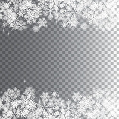 Sticker - White winter snowflakes on a transparent background - Merry Christmas and winter snow design element template