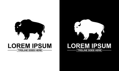 Ilustration vector graphic of  bison buffalo outline monoline line art logo vector