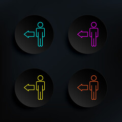 Poster - User arrow to left dark badge color set icon. Simple thin line, outline vector of web icons for ui and ux, website or mobile application