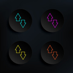 Poster - Up arrows dark badge color set icon. Simple thin line, outline vector of web icons for ui and ux, website or mobile application on dark gradient background