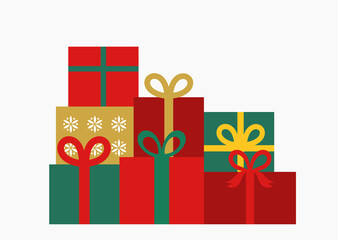 Wall Mural - christmas presents stack. vector illustration.