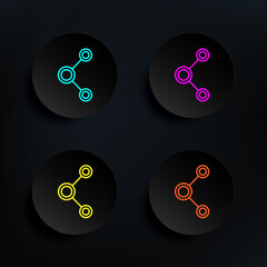 Poster - Will share dark badge color set icon. Simple thin line, outline vector of web icons for ui and ux, website or mobile application on dark gradient background