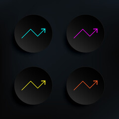 Poster - Statistics up arrow dark badge color set icon. Simple thin line, outline vector of web icons for ui and ux, website or mobile application on dark gradient background