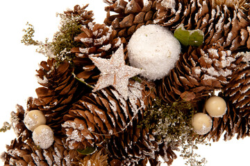 christmas decoration with pine cones