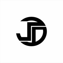 Canvas Print - JD Logo monogram with rounded line swipe design template