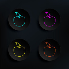 Poster - An apple sketch dark badge color set icon. Simple thin line, outline vector of education icons for ui and ux, website or mobile application