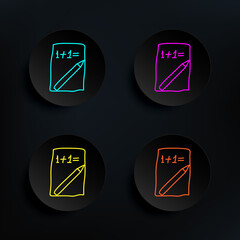 Poster - Mathematical exercise on a sheet sketch dark badge color set icon. Simple thin line, outline vector of education icons for ui and ux, website or mobile application