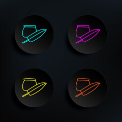 Poster - ink and pen sketch dark badge color set icon. simple thin line, outline vector of education icons fo