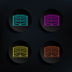 Poster - Open book sketch dark badge color set icon. Simple thin line, outline vector of education icons for ui and ux, website or mobile application