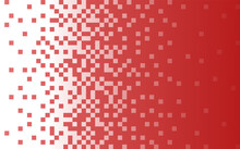 Random Red Squares. Pixel, Monochrome On Red Background. The Margins For The Text. Vector Illustration.