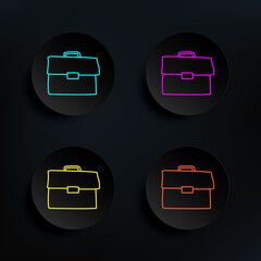 Poster - portfolio sketch dark badge color set icon. simple thin line, outline vector of education icons for 