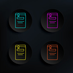 Poster - Book with a bookmark sketch dark badge color set icon. Simple thin line, outline vector of education icons for ui and ux, website or mobile application