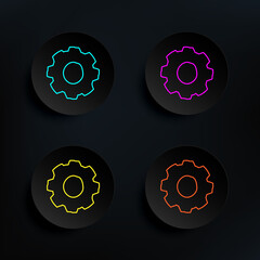 Poster - gear sketch dark badge color set icon. simple thin line, outline vector of education icons for ui an