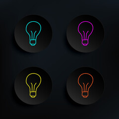 Poster - Bulb sketch dark badge color set icon. Simple thin line, outline vector of education icons for ui and ux, website or mobile application