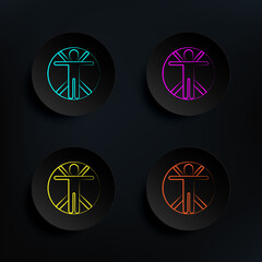 Poster - Transhumanism dark badge color set icon. Simple thin line, outline vector of mad science icons for ui and ux, website or mobile application