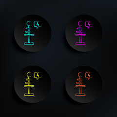 Poster - Tesla coil dark badge color set icon. Simple thin line, outline vector of mad science icons for ui and ux, website or mobile application