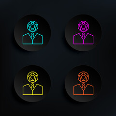 Poster - Business thinking dark badge color set icon. Simple thin line, outline vector of web icons for ui and ux, website or mobile application