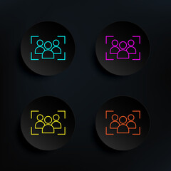 Poster - Focus group dark badge color set icon. Simple thin line, outline vector of web icons for ui and ux, website or mobile application
