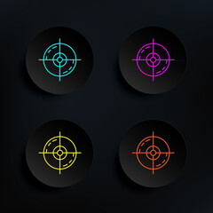 Poster - Market target dark badge color set icon. Simple thin line, outline vector of web icons for ui and ux, website or mobile application