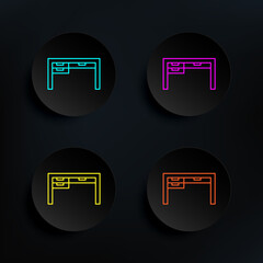 Poster - Office table dark badge color set icon. Simple thin line, outline vector of web icons for ui and ux, website or mobile application