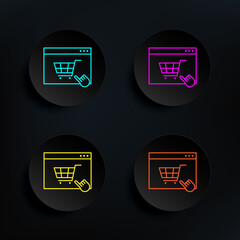 Poster - Pay per click dark badge color set icon. Simple thin line, outline vector of web icons for ui and ux, website or mobile application