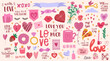 © margotikaj - Big set for valentine's day,cute love illustration,lettering. The 14th of February. All elements are isolated.Hand drawn vector design.