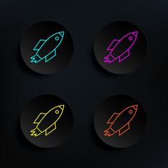 Poster - Startup launch dark badge color set icon. Simple thin line, outline vector of web icons for ui and ux, website or mobile application