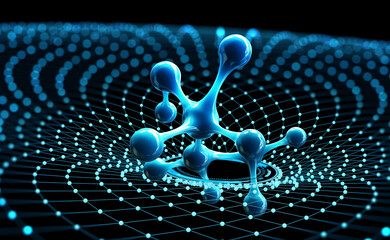 Canvas Print - Molecule 3D illustration. Computer simulation and laboratory experiments. Decoding genome. Virtual modeling of chemical processes. Hi-tech in medicine