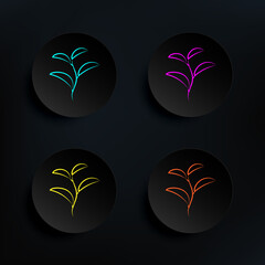 Poster - Green tea dark badge color set icon. Simple thin line, outline vector of tea icons for ui and ux, website or mobile application