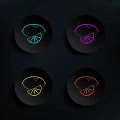 Poster - Lemon dark badge color set icon. Simple thin line, outline vector of tea icons for ui and ux, website or mobile application