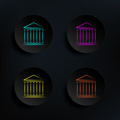 Poster - Building columns dark badge color set icon. Simple thin line, outline vector of travel icons for ui and ux, website or mobile application