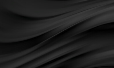 Aufkleber - Smooth elegant black satin texture abstract background. Luxurious background design