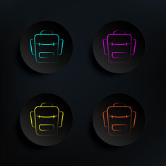 Poster - Backpack dark badge color set icon. Simple thin line, outline vector of travel icons for ui and ux, website or mobile application