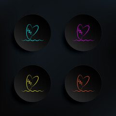 Poster - Surfboard dark badge color set icon. Simple thin line, outline vector of travel icons for ui and ux, website or mobile application