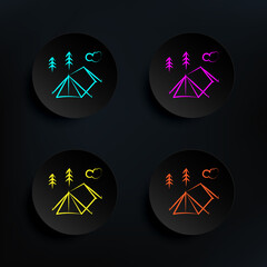 Poster - Camp tent dark badge color set icon. Simple thin line, outline vector of travel icons for ui and ux, website or mobile application