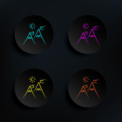 Poster - mountain dark badge color set icon. simple thin line, outline vector of travel icons for ui and ux, 